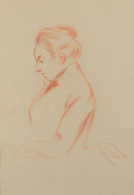 Jean-Louis FORAIN (1852-1931) 女子侧影
桑格画和黑色铅笔。
34 x 22 cm