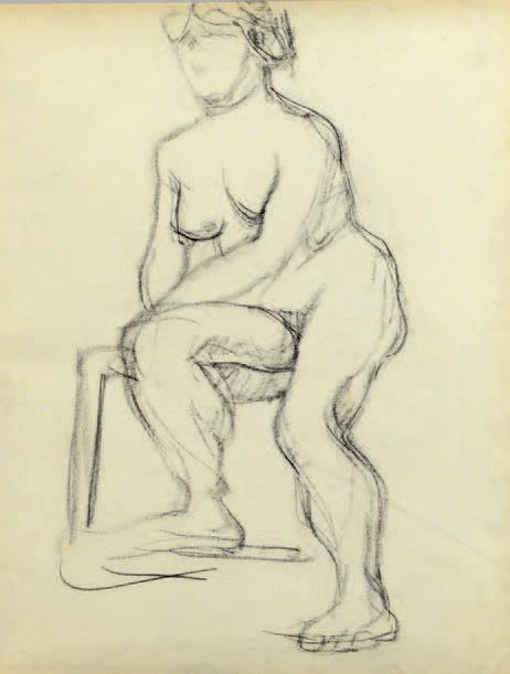 Albert Marquet (1875-1947) 坐在凳子上的裸体
双面黑色铅笔画。
26.5 x 20 cm