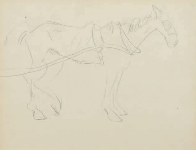 Albert Marquet (1875-1947) Gespanntes Pferd
Schwarze Bleistiftzeichnung.
20 x 26&hellip;