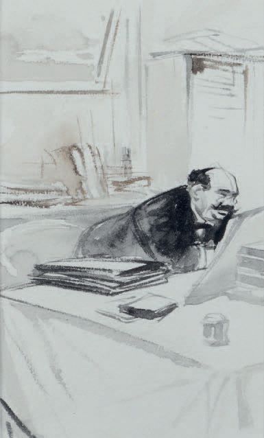 Jean-Louis FORAIN (1852-1931) 日报
水墨画。
22 x 13 cm