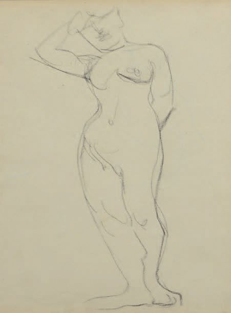 Albert Marquet (1875-1947) 低头站立的裸体
黑色铅笔画。
26.5 x 20 cm