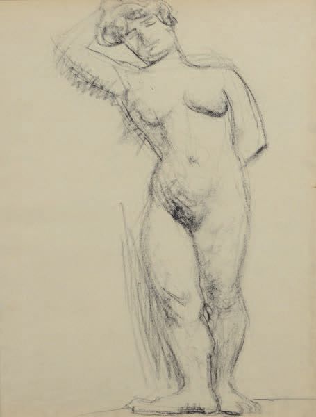 Albert Marquet (1875-1947) 右手放在头上的站立裸体
炭笔画和阴影。
26.5 x 20 cm