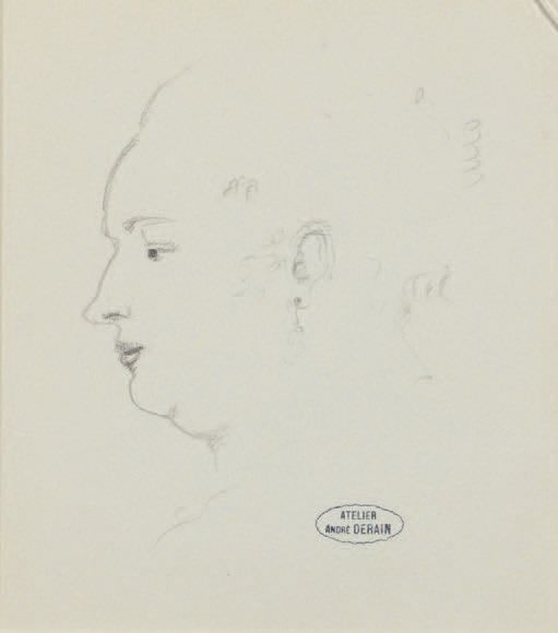 André DERAIN (1880-1954) 一个女人的肖像
两幅黑色铅笔画，印在工作室的右下角。
16 x 13和16 x 14厘米