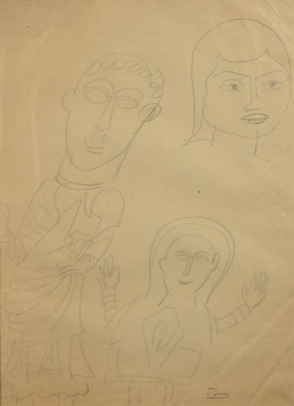 André DERAIN (1880-1954) 人物研究
两幅黑色铅笔画，一幅有工作室印章在右下方，另一幅有签名印章在中下方 29.5 x 22.5和36 x&hellip;