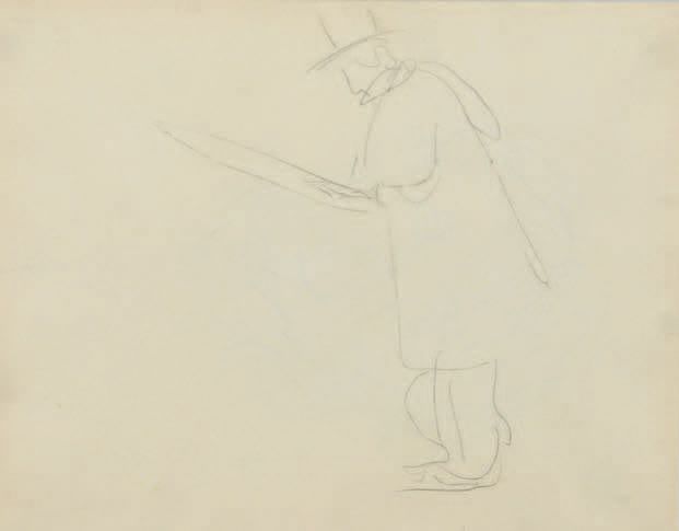 Albert Marquet (1875-1947) 戴围巾的男人
双面黑色铅笔画。
26.5 x 20 cm