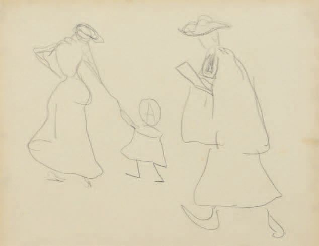 Albert Marquet (1875-1947) 教士读书和母子
双面黑色铅笔画。
26.5 x 20 cm
