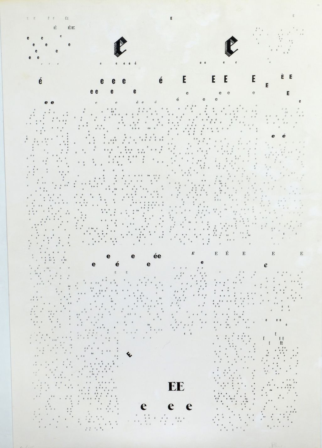 Null Ecole Moderne XXe - -Lettre E - 石版画右下角有签名，编号为4/15。在玻璃下。- 纸张：49.5 x 33 cm。 -&hellip;