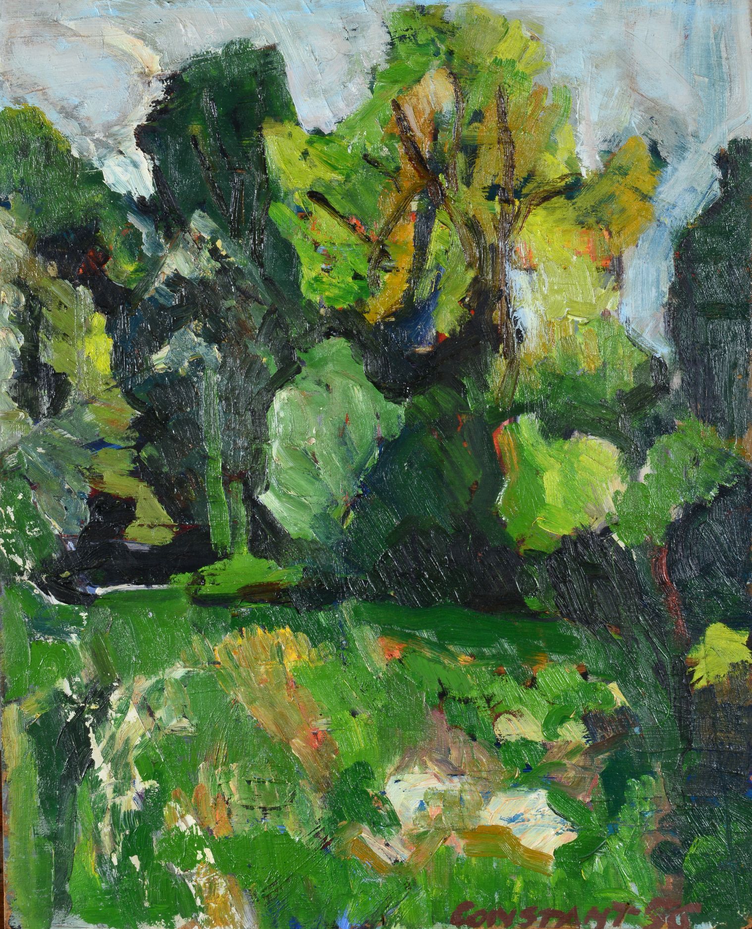 Null Christian CONSTANT (1926 - 2015) - Landscape - Four oils on panel, signed a&hellip;