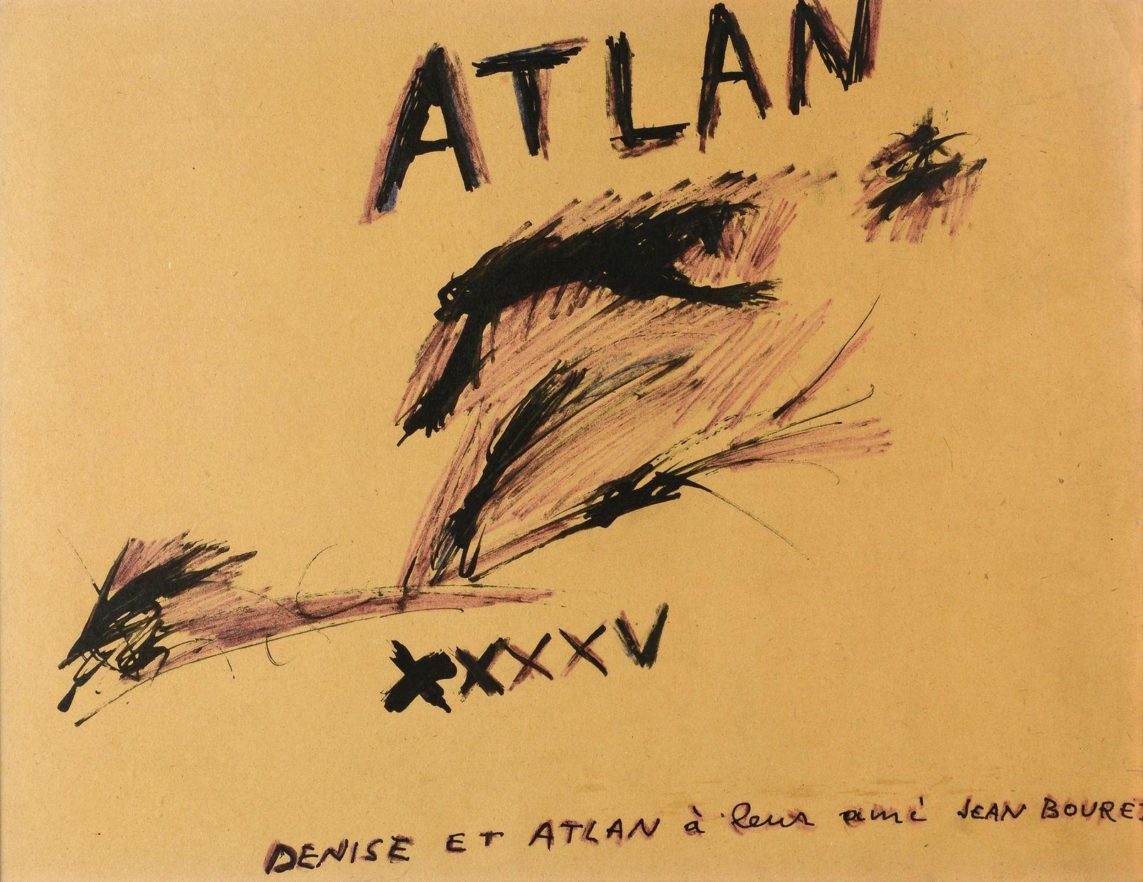 Null 
让-米歇尔-阿特兰 (1913 - 1960)

标题中，1945年

水墨画，用粉红色提亮，中上部有签名，日期为XXXV，底部为 "丹尼斯和阿特兰&hellip;
