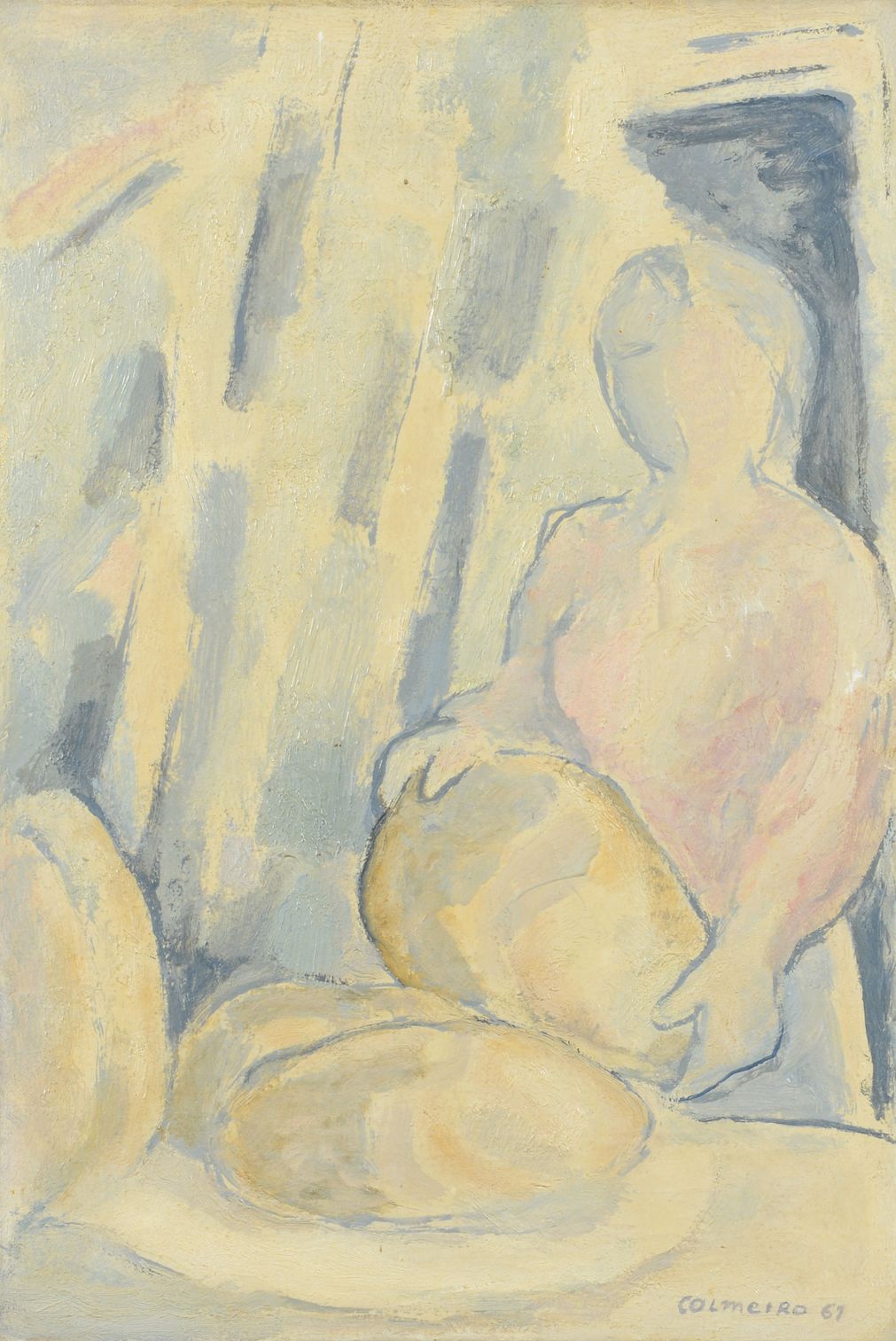 Null Manuel COLMEIRO (1901 - 1999) - La boulangère, 1961 - Huile sur toile, sign&hellip;