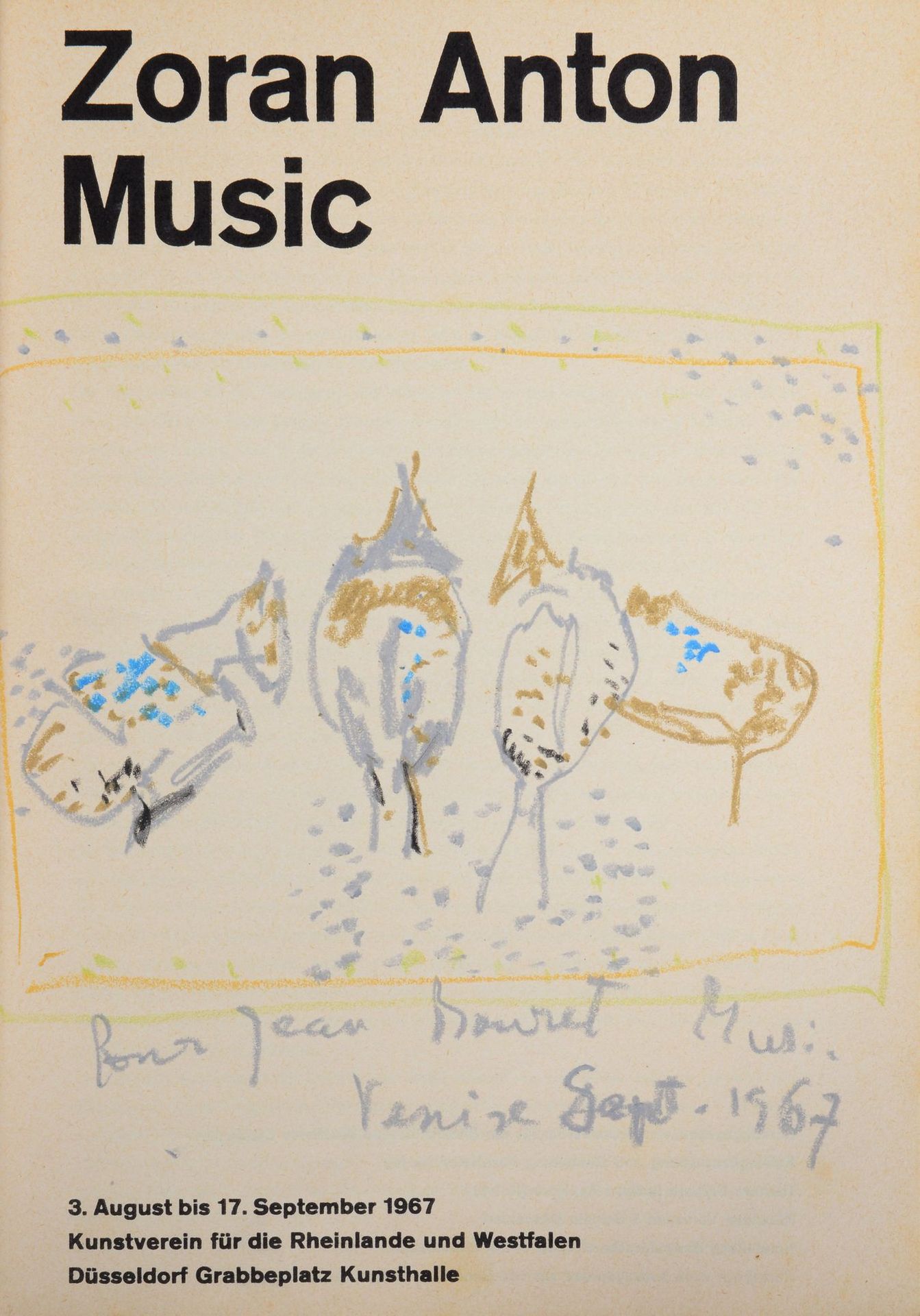 Null Zoran Anton MUSIC.1967年8月3日至9月17日在杜塞尔多夫的展览目录，莱茵兰和威斯特法伦艺术协会，26 x 19厘米。在扉页上，有&hellip;