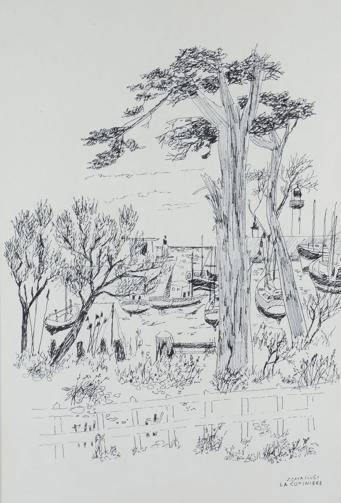 Null Jules CAVAILLES (1901 - 1977) - La cotinière - 毛笔画，有签名并位于右下方 - 53,5 x 35,5 &hellip;