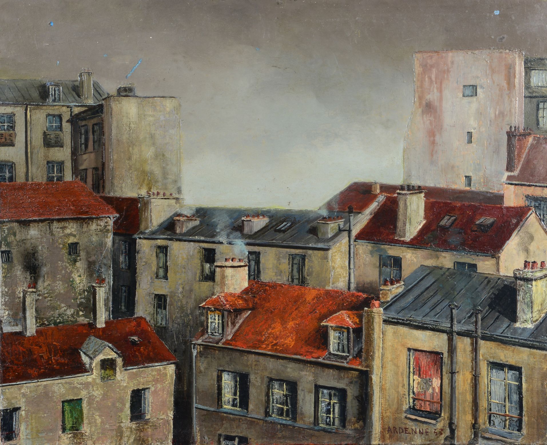 Null Lucien ARDENNE (1914 - 1993) - I tetti di Parigi, 1953 - Olio su tela, firm&hellip;