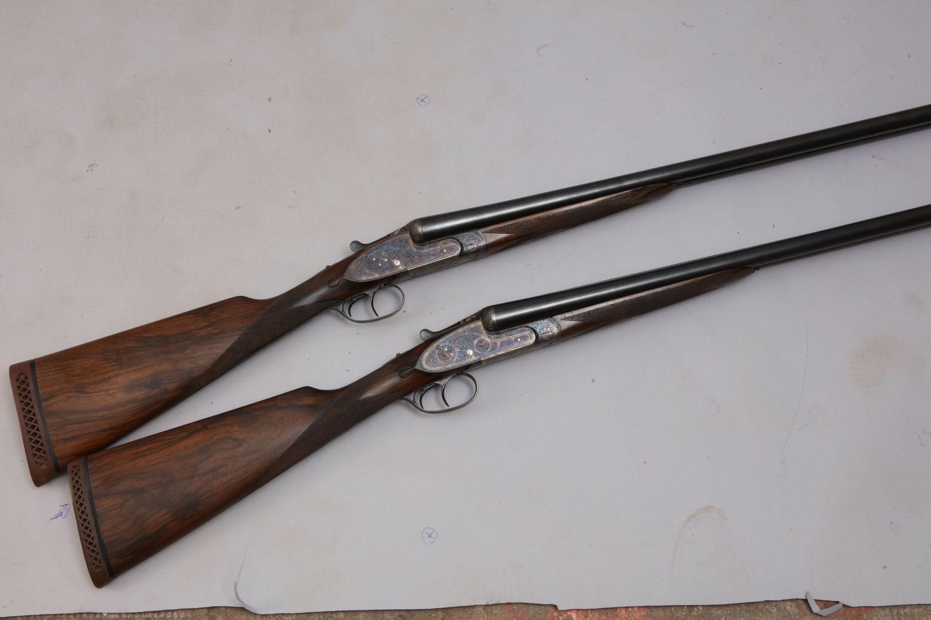 Null 
Pair of Armas Garbi 12 gauge shotguns (#9659 & 9660). Double trigger. Juxt&hellip;