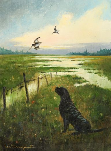 Null Jean Claude LESTRINGANT. A love of labrador. Oil on canvas signed lower lef&hellip;