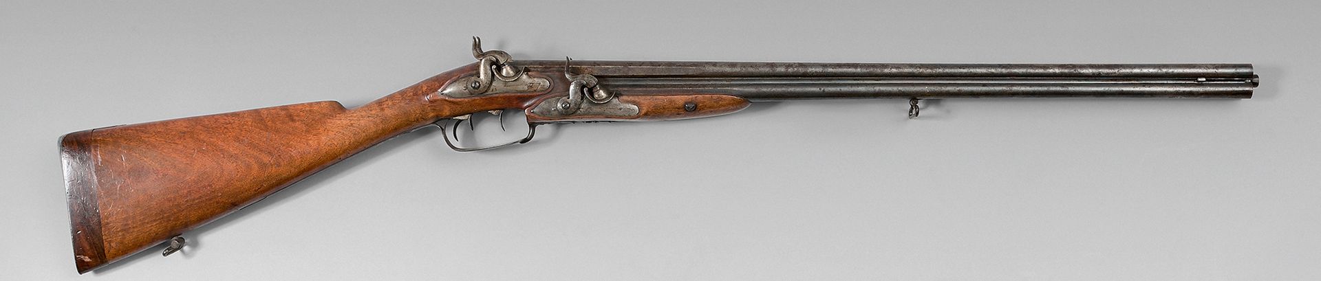 Null Rare four-barrel flintlock shotgun, converted to percussion, signed Bouille&hellip;