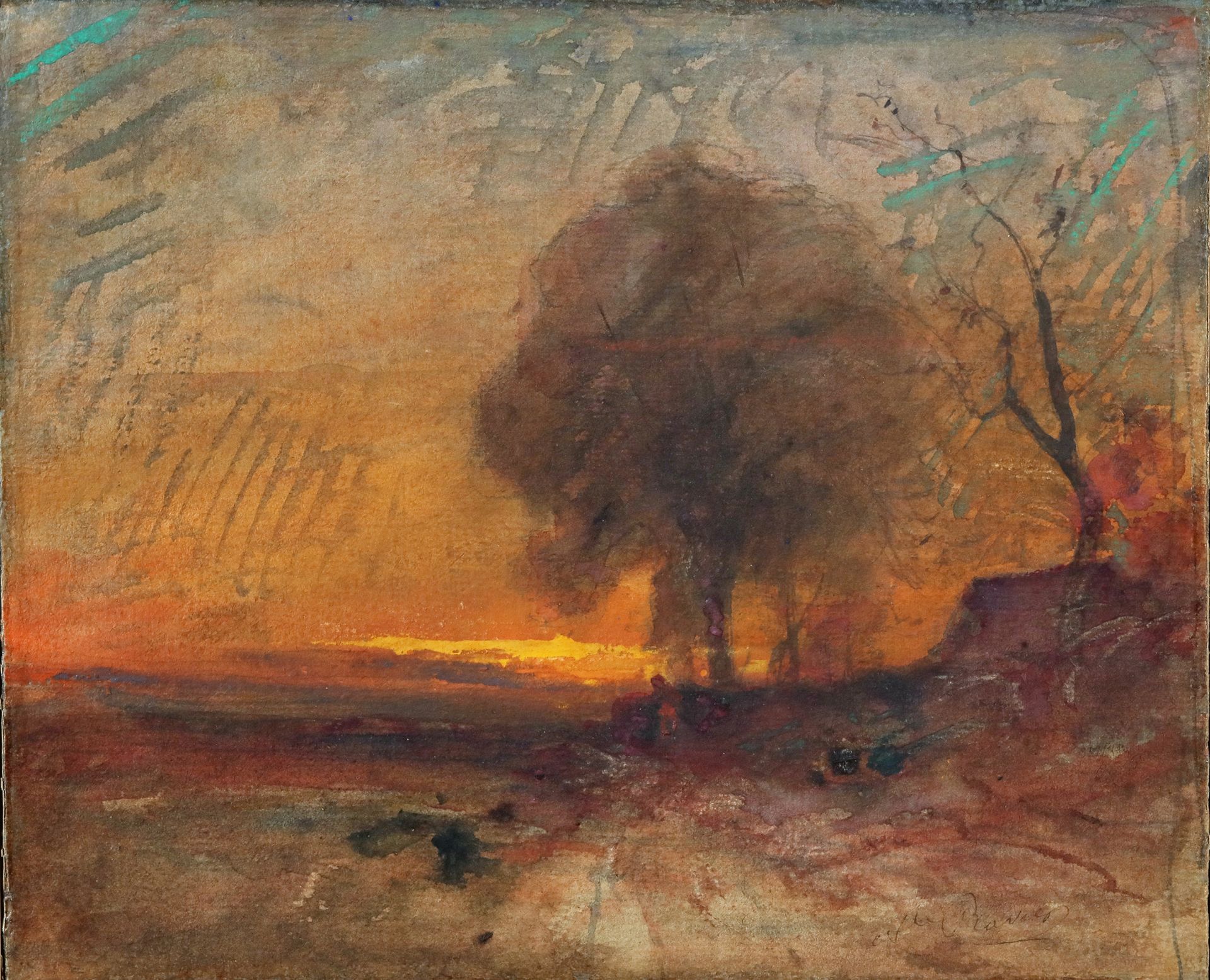 François Auguste RAVIER (Lyon 1814 - Morestel 1895) Sonnenuntergang
Aquarell, un&hellip;