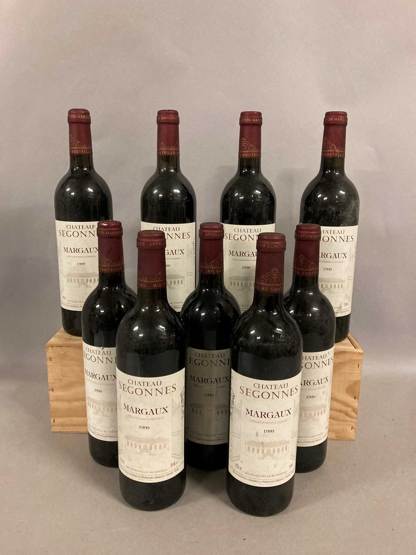 Null 9 bottles Château SEGONNES, Margaux 1999 (els, et, 1 cork coming out)