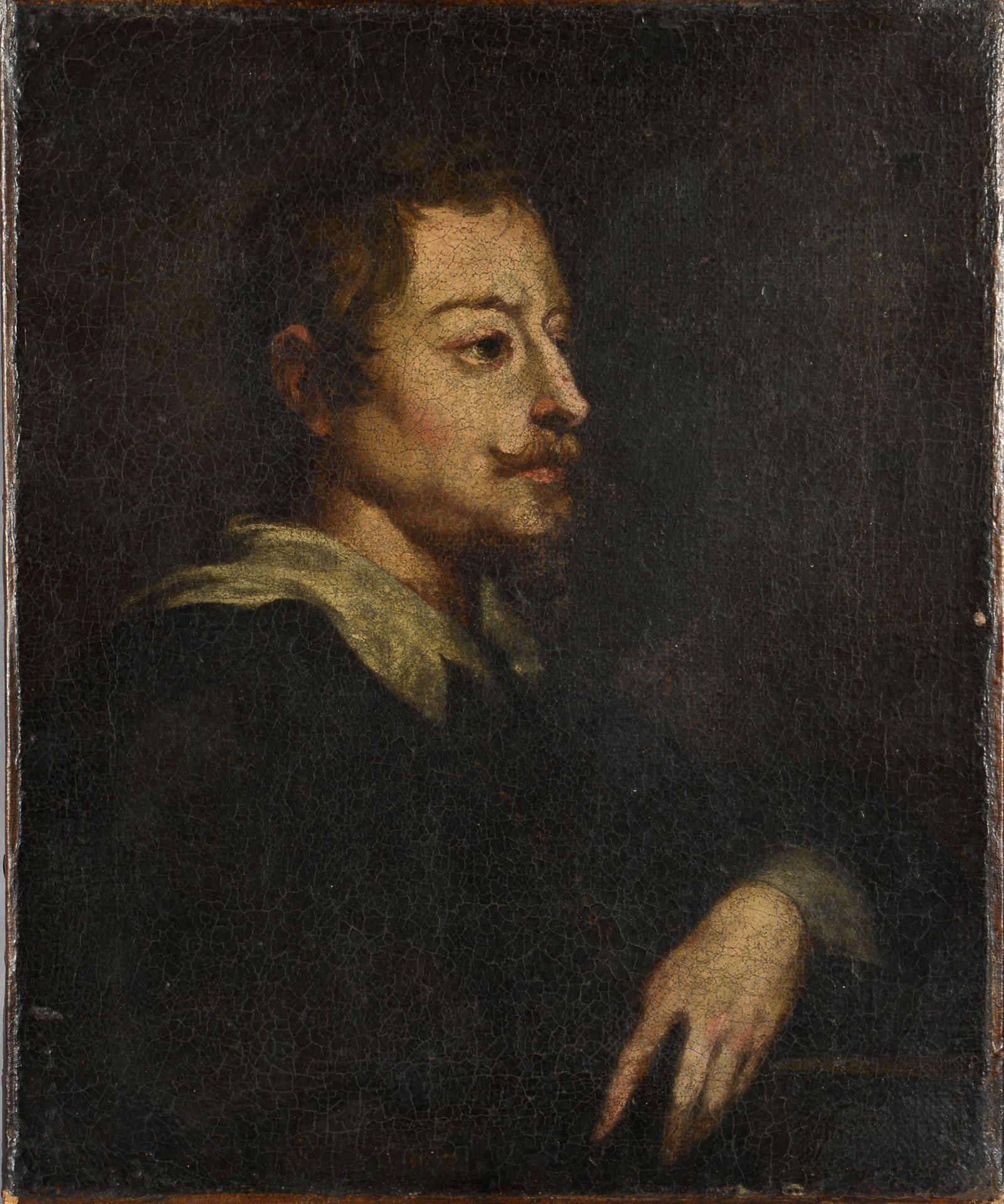 Null Ecole flamande du XVIIème siècle. Portrait d'homme à la moustache. Huile su&hellip;