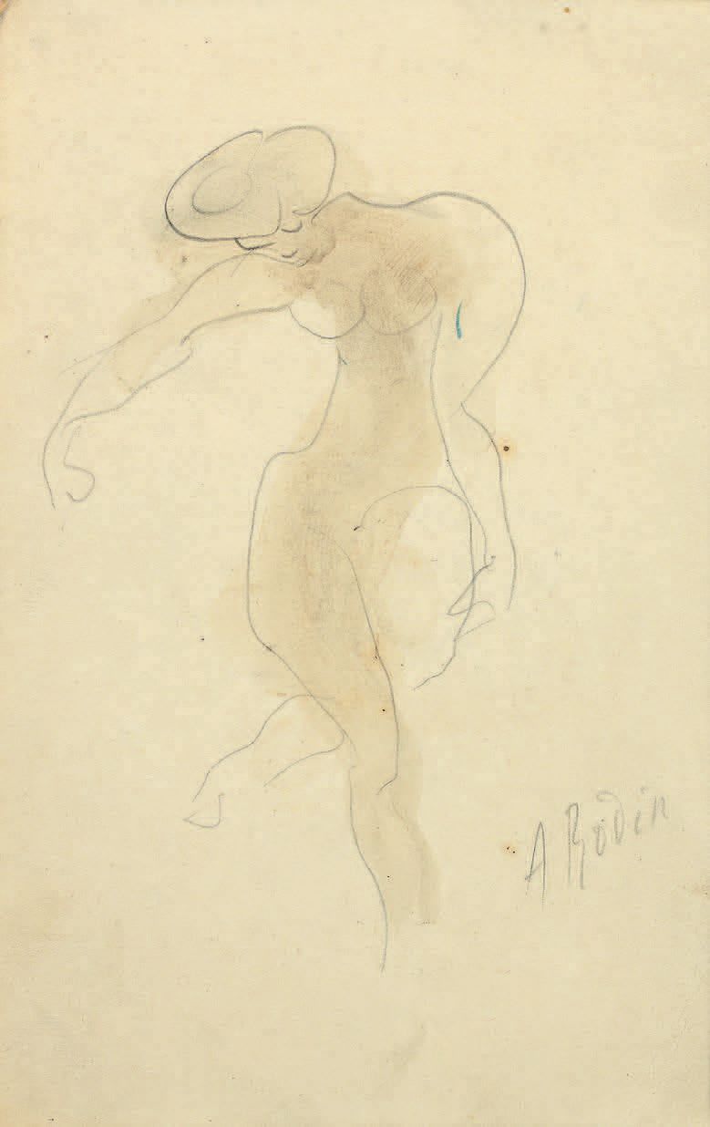 Auguste RODIN (1840-1917) Femme dansant
Dessin au crayon noir rehaussé de lavis,&hellip;