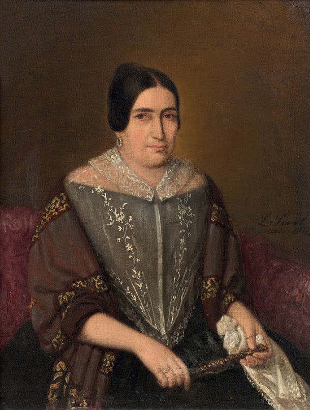 Luis SEVIL (? 1817 - ? 1893) 一个女人的肖像
帆布。
30 x 24.5 cm
右侧有签名和日期 L. Sevil / pinx. &hellip;