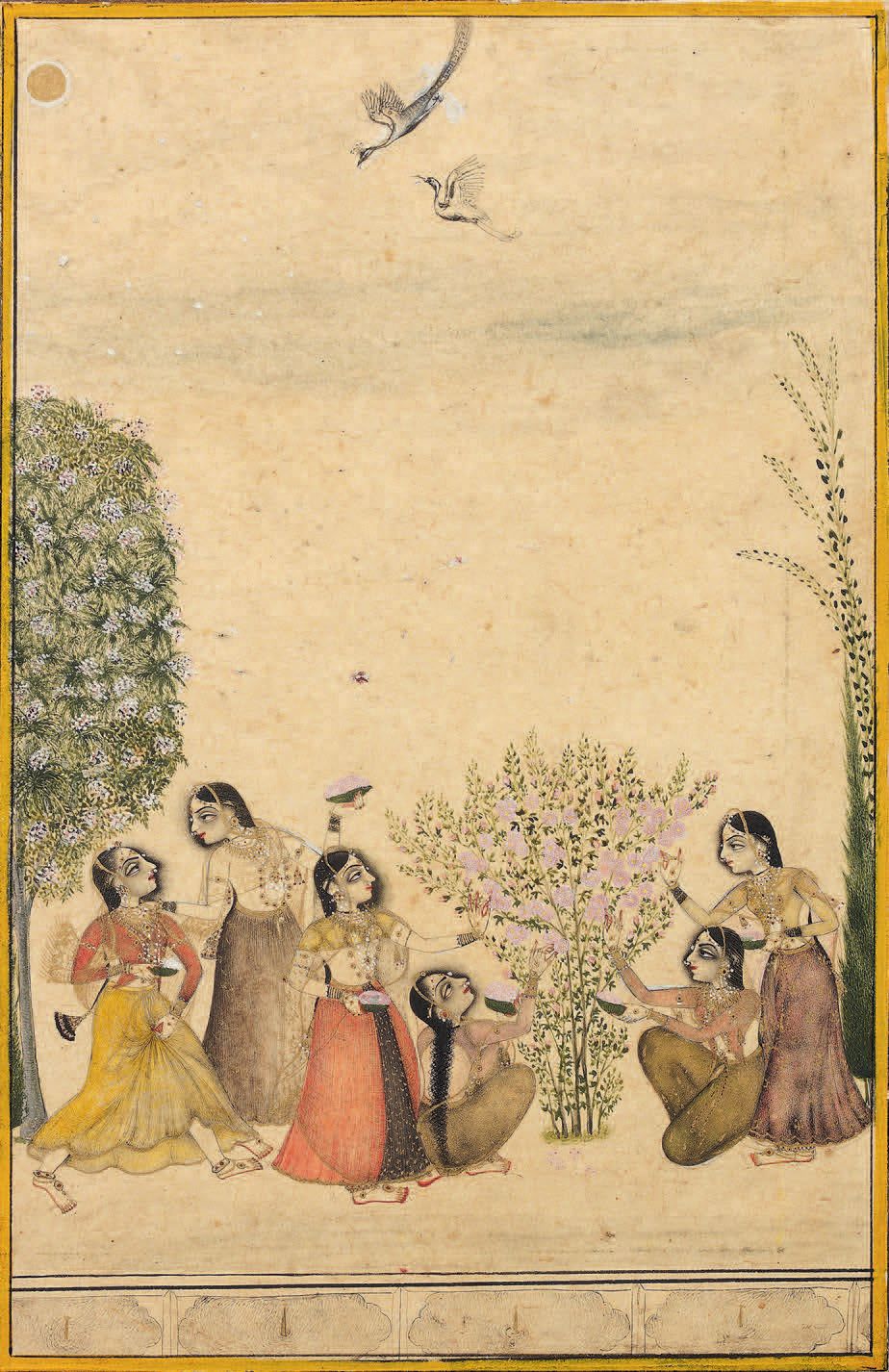 Null Vasanti Ragini (Ragamala的页面)
纸上多色和金色颜料。
印度，拉贾斯坦邦，Bundi或Kotah，18世纪。
 （边距缩小，轻&hellip;