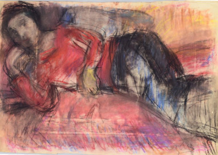 Béla Adalbert CZÓBEL (1883-1976) 躺着的女人
粉彩画，右下方有签名（事故）。
47 x 68 厘米