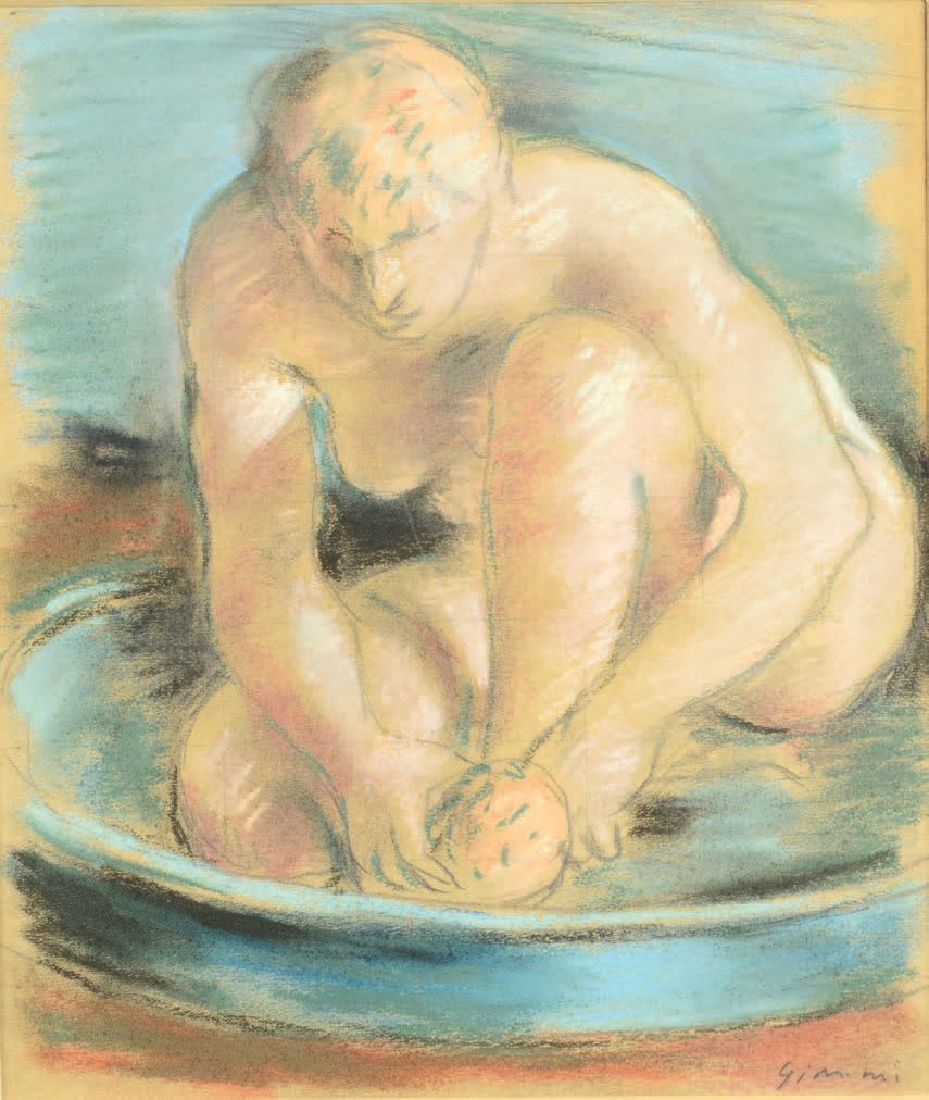 Wilhelm GIMMI (1886-1965) 带浴缸的女人
粉彩画，右下方有签名。
27 x 23 cm

出处：
- Jacques Rodrigues&hellip;