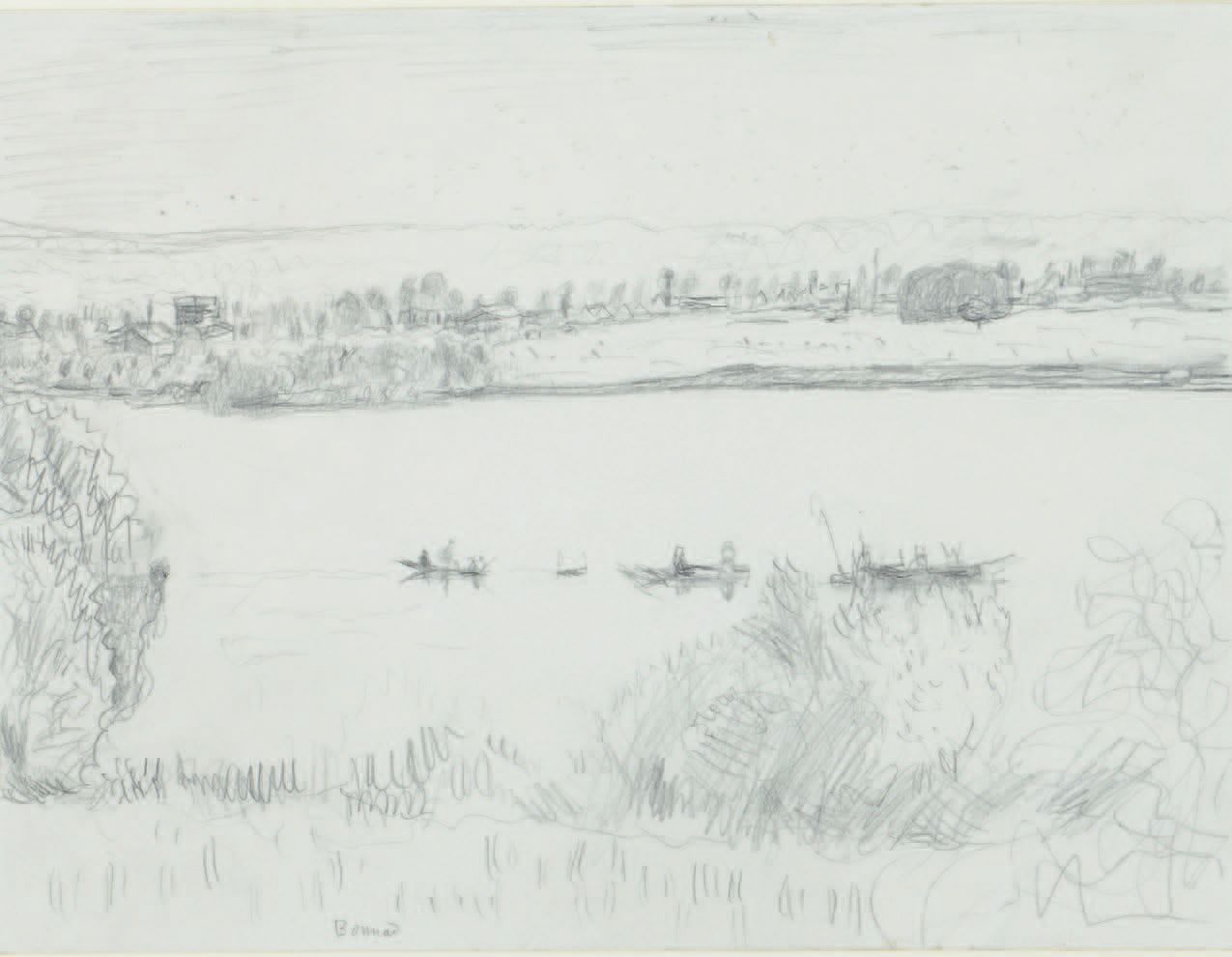 Pierre BONNARD (1867-1947) Boats on the Seine in Vernon
Black pencil drawing.
24&hellip;