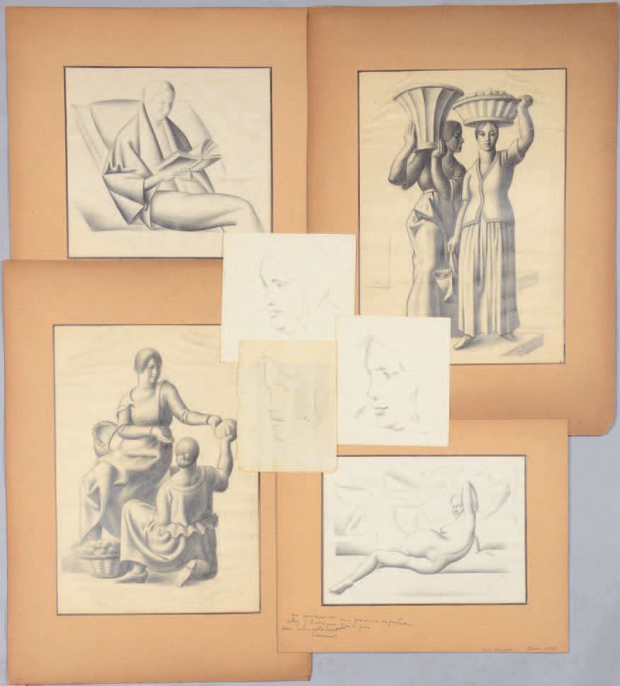 Casimir REYMOND Porträt, Figur, Akt, Entwurf einer Vernissage-Karte für eine 
Au&hellip;