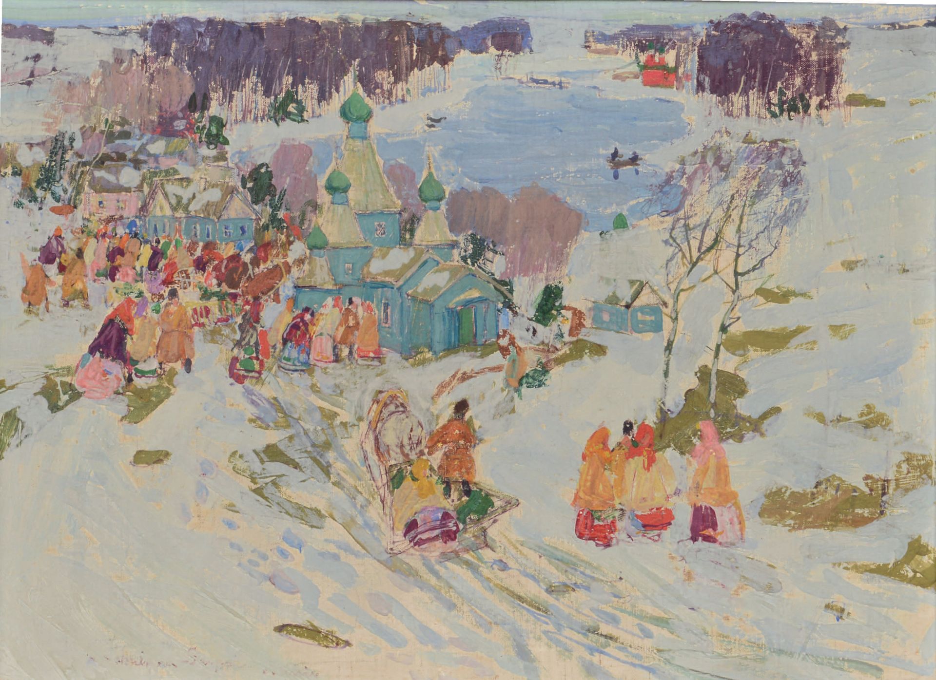 Leon Schulman GASPARD (1882-1964) Invierno en el pueblo, óleo sobre lienzo, con &hellip;