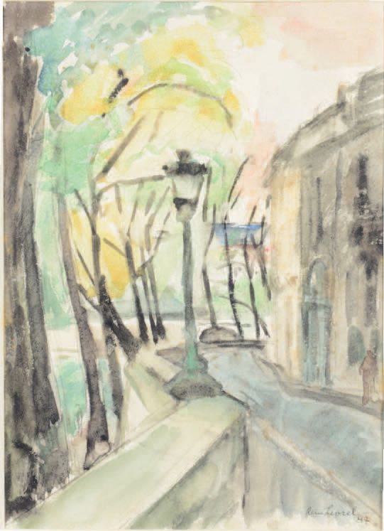 René LEVREL (1900-1981) Quai d'Anjou, Hôtel Lauzun, 1947
水彩画，右下方有签名和日期47。
27 x 2&hellip;