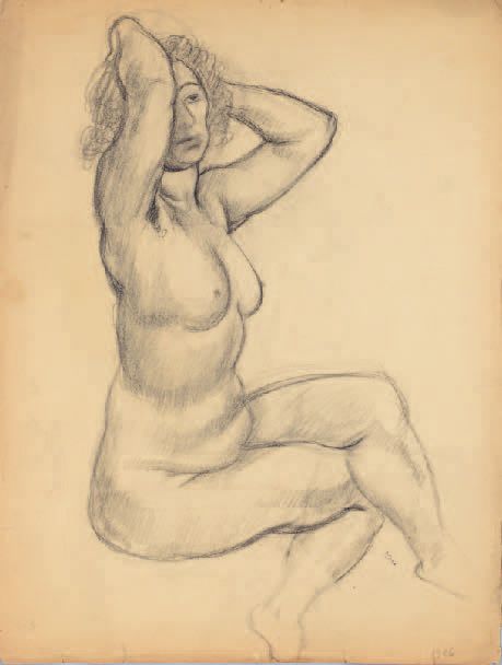 Georges KARS (1880-1945) Modèle assis les jambes croisées, 1926
Dessin au crayon&hellip;