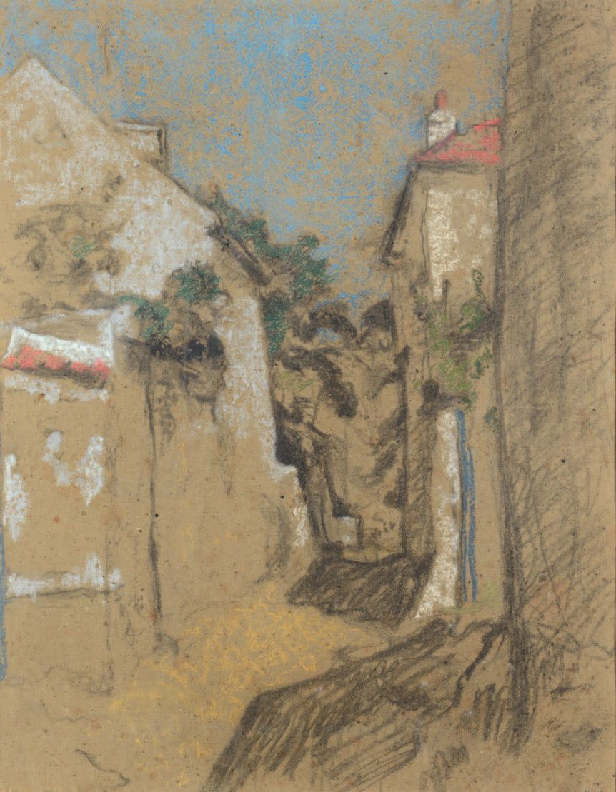 Ker-Xavier ROUSSEL (1867-1944) Rue à l'Etang-la-Ville, ca. 1900
纸板上的混合媒体，在右下角的通行&hellip;