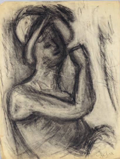 Béla Adalbert CZÓBEL (1883-1976) Woman with a hat
Charcoal and estompe, signed l&hellip;