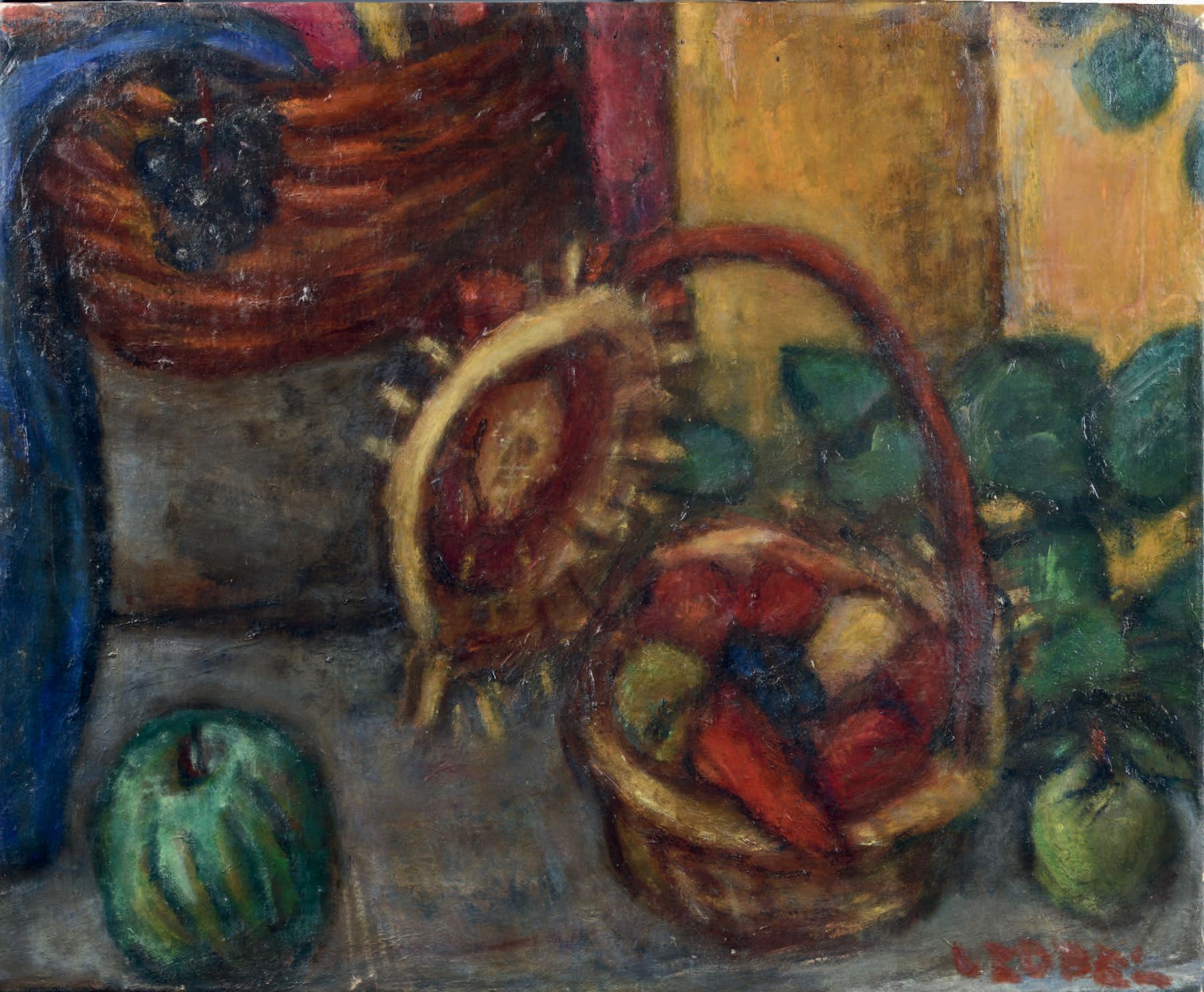 Béla Adalbert CZÓBEL (1883-1976) 静物与水果篮，1930年
布面油画，右下方有签名。
60 x 73 cm

展览：
- Czó&hellip;