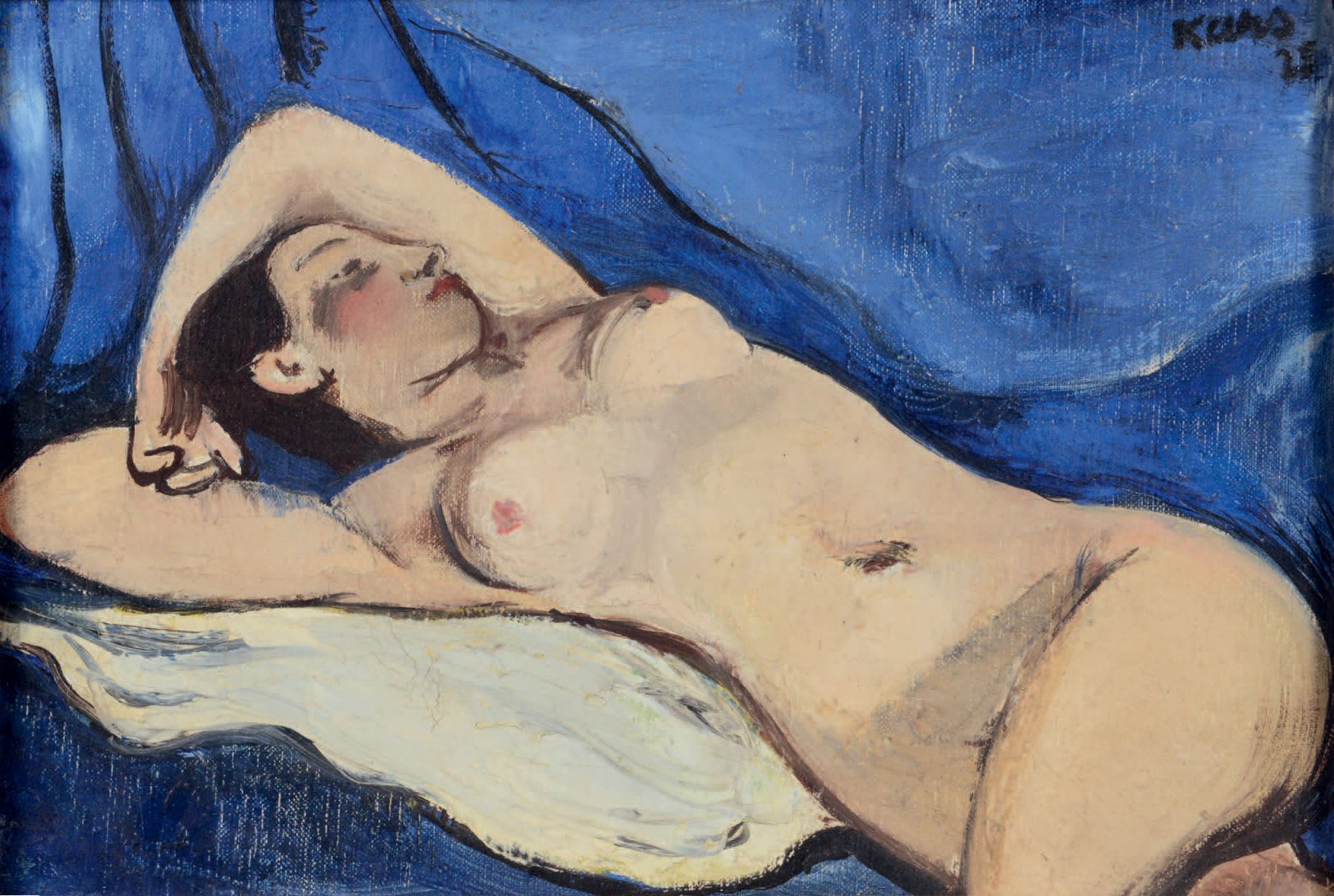 Georges KARS (1880-1945) Nu fond bleu, 1925
Huile sur toile, signée et datée 25 &hellip;