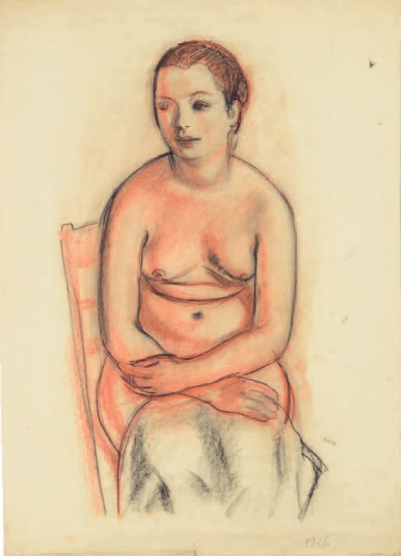 Georges KARS (1880-1945) Modèle nu assis à la chaise, 1926
Dessin au fusain et à&hellip;