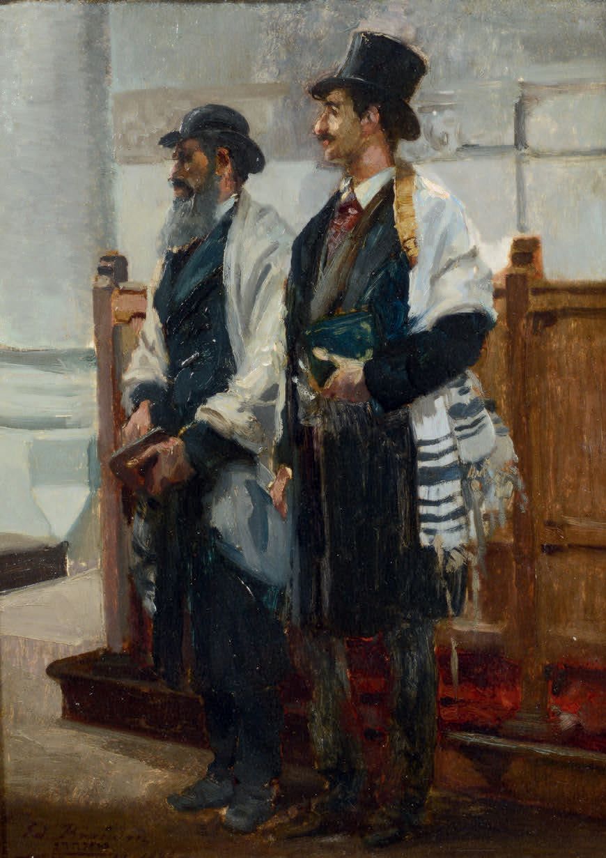 Édouard BRANDON (1831-1897) 布鲁塞尔，在犹太教堂，1892年
面板油画，签名，日期和位置在左下方。
36.5 x 26 cm

出处&hellip;