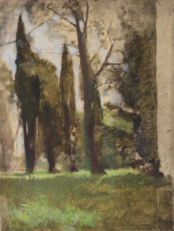 Jacques MAJORELLE (1886-1962) Paysage aux cyprès
Olio su tavola.
27 x 21 cm
Un c&hellip;