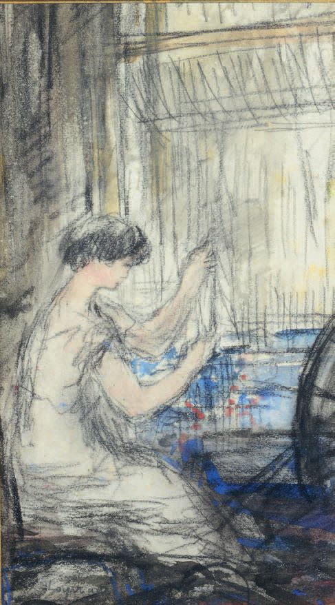 Pierre LAPRADE (1875-1931) Femme à sa coiffeuse
Technique mixte sur papier signé&hellip;