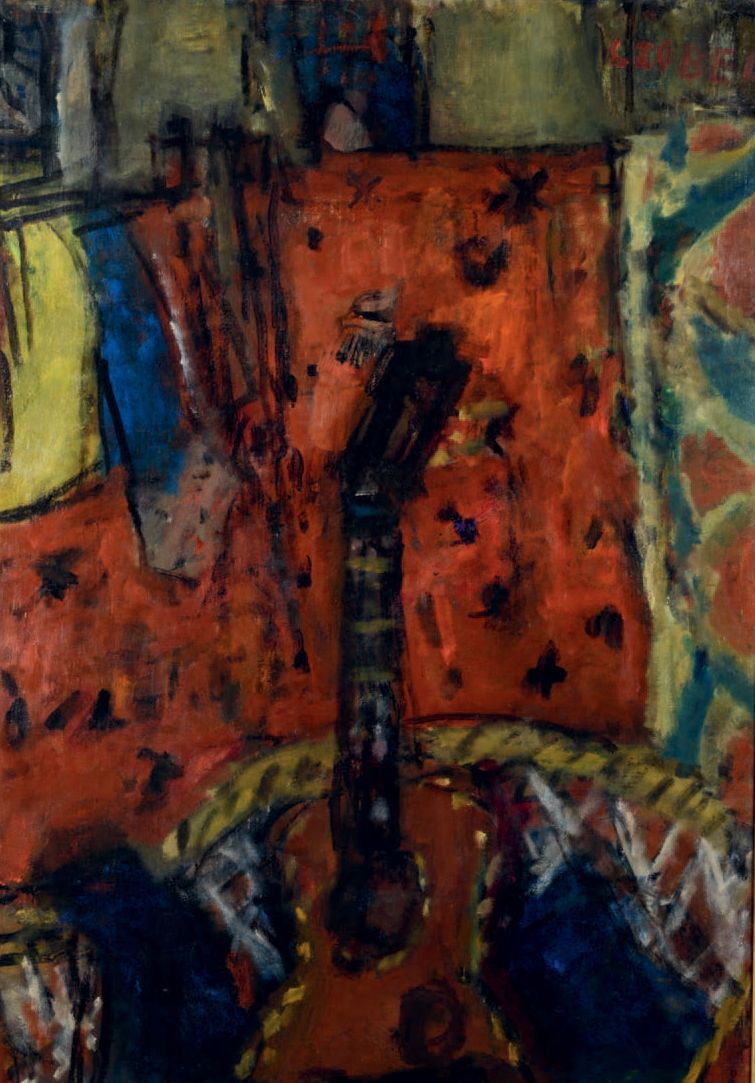 Béla Adalbert CZÓBEL (1883-1976) * 室内有吉他，1961年
布面油画，右上方签名。
92 x 65 cm

展览：
- Bél&hellip;