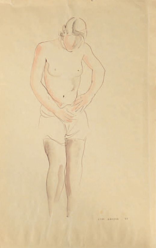 Jean BERQUE (1896-1954) 人物研究
六幅画，其中一幅用水洗加高，三幅有签名，三幅在底部有首字母签名，两幅有22和29的日期。