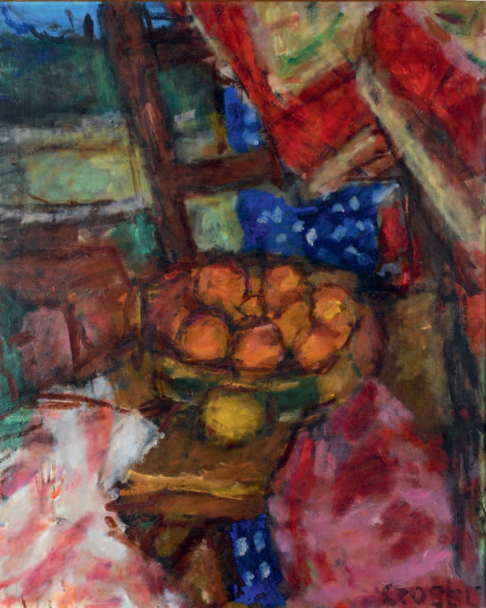 Béla Adalbert CZÓBEL (1883-1976) * 静物与橙子，1960年
布面油画，右下角签名。
73 x 60 cm

展览：
- Bél&hellip;