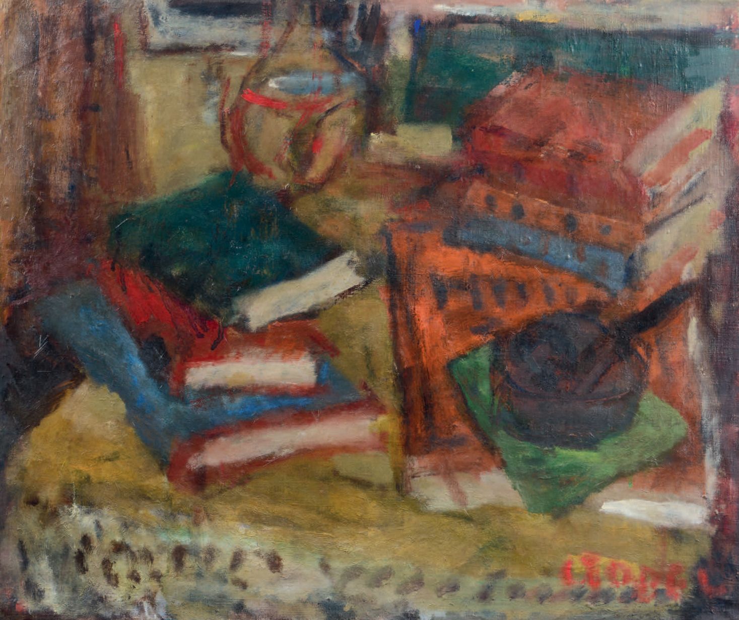 Béla Adalbert CZÓBEL (1883-1976) La table de travail, 1954
Huile sur toile, sign&hellip;