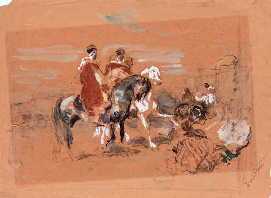 Henri Emilien ROUSSEAU (1875-1933) Spahis en reconnaissance and Paysage
两幅着色纸上的水&hellip;