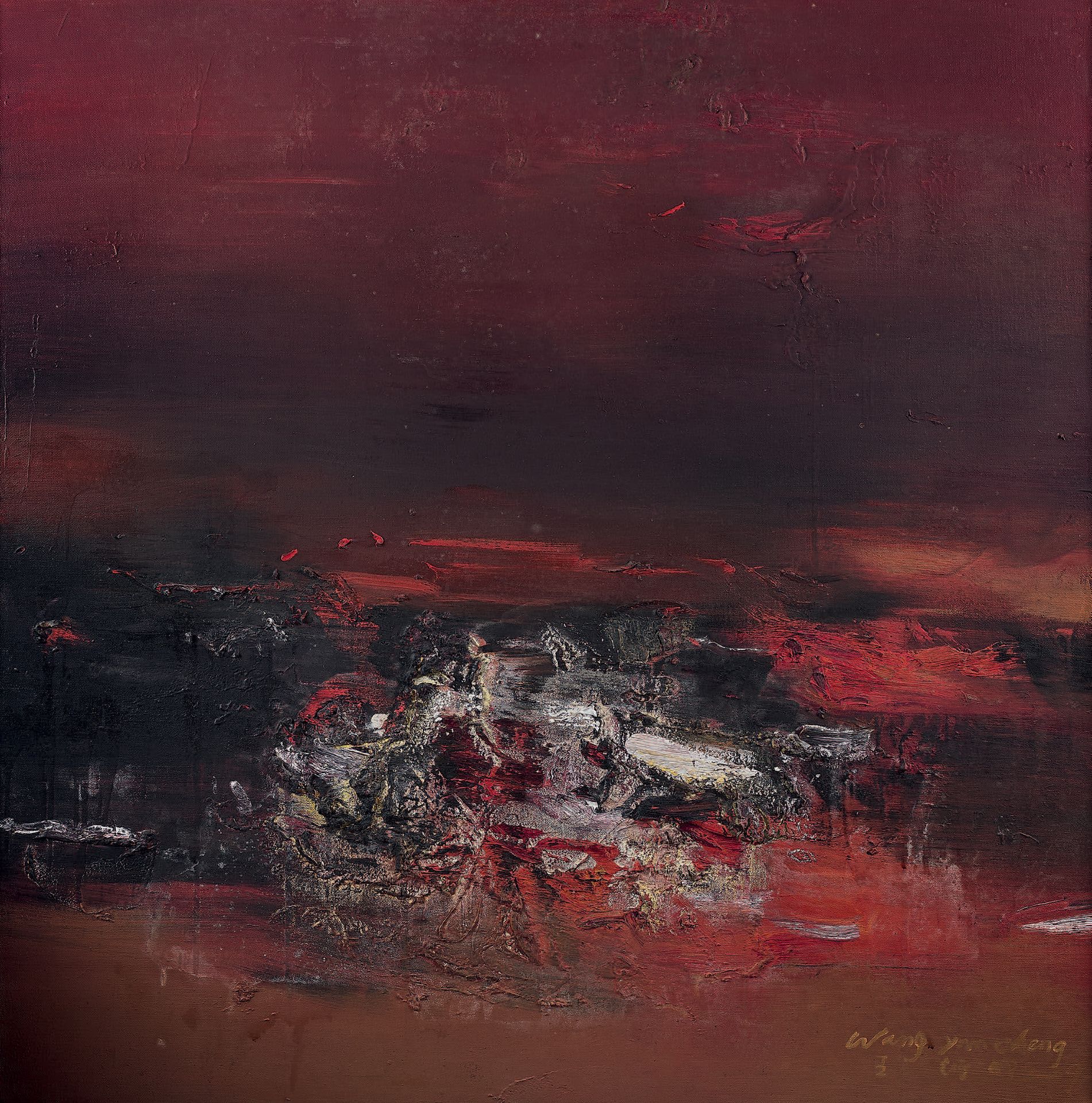 WANG YAN CHENG (Né en 1960) * Untitled red
Oil on canvas, signed lower right
150&hellip;