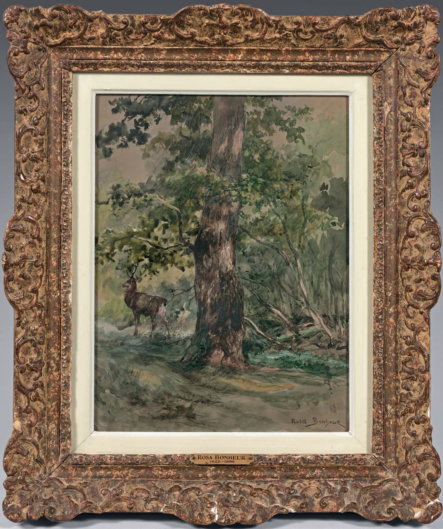 Rosa BONHEUR (Bordeaux 1822 - Thomery 1899) Etude de forêt à l’automne 
Aquarell&hellip;