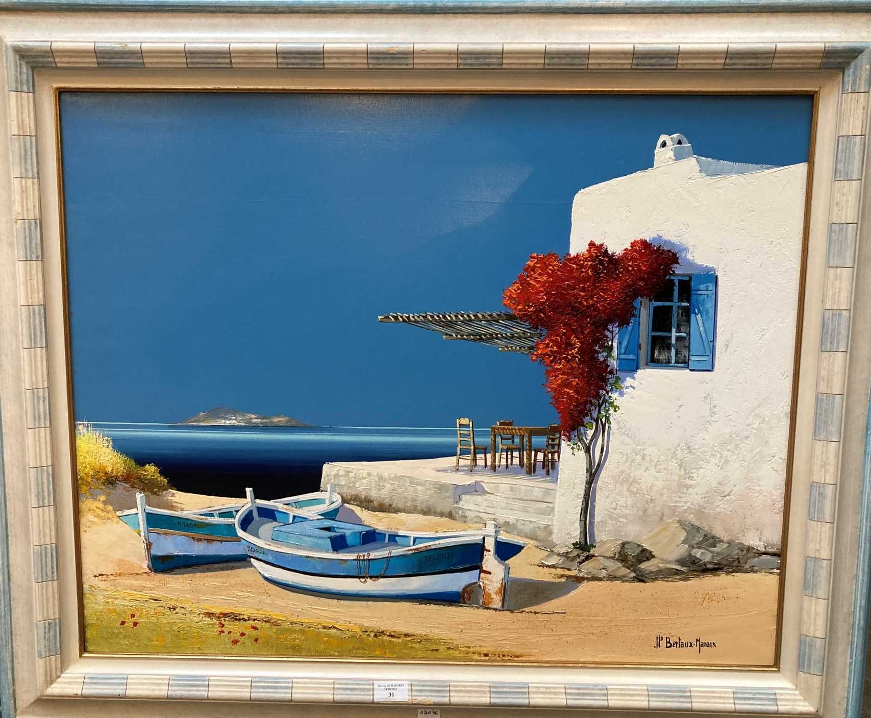 Null Jean-Pierre BERTAUX-MARAIS. 

Am Strand von Patmos 

Öl auf Leinwand 

65 x&hellip;