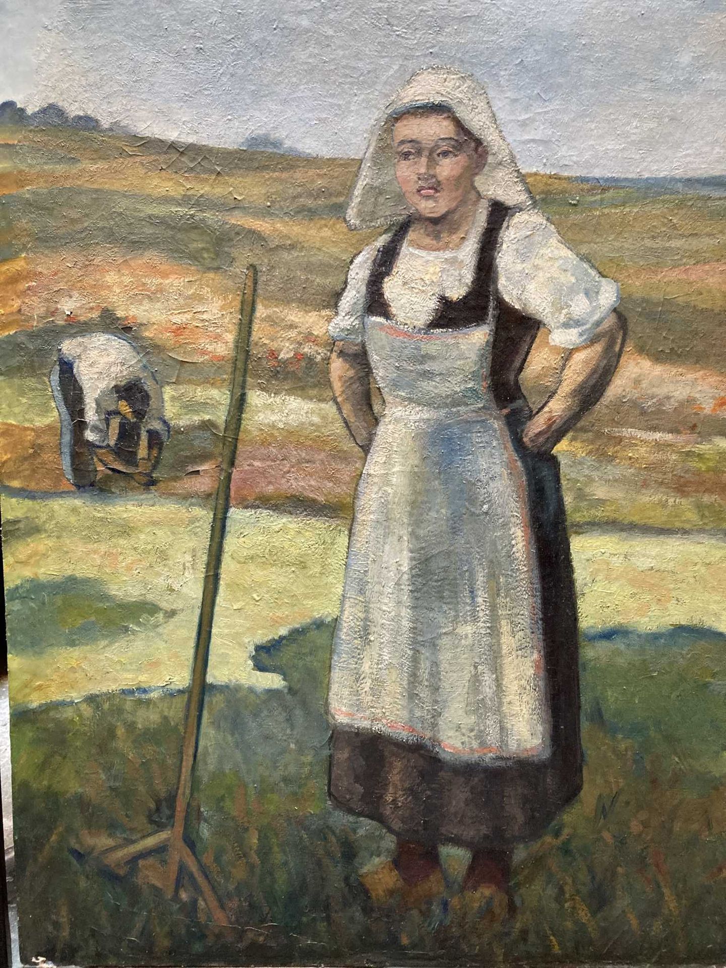 Null BRETON学校（20世纪初）

农妇

布面油画

伪装在面板上

82 x 65厘米

(油漆中的小跳动)